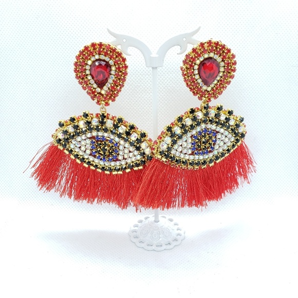 Jewelry - Eye drop tassel drop earrings women , new jewelry